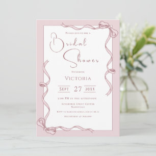 Rosa Ribbons Bridal Dusche Einladung
