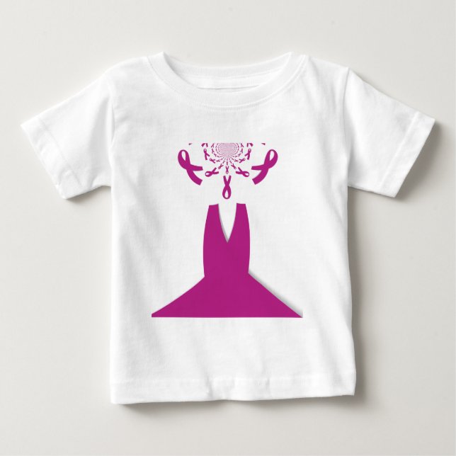 Rosa Ribbons Brustkrebs Baby T-shirt (Vorderseite)