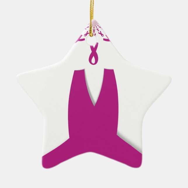 Rosa Ribbons Brustkrebs Keramik Ornament (Vorne)