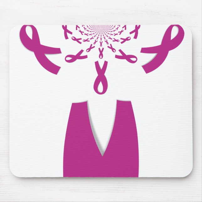 Rosa Ribbons Brustkrebs Mousepad (Vorne)