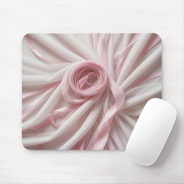Rosa Ribbons mit weißem Gewand Mousepad (Mit Mouse)