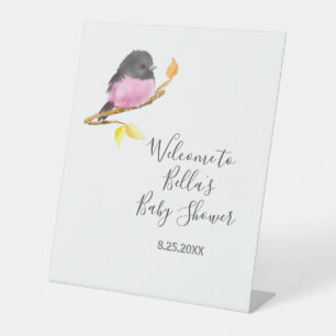 Rosa Robin Bird Baby Dusche Sockelschild