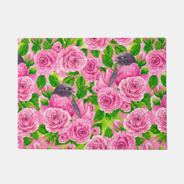 Rosa Robin und Rose Fußmatte (Vorderseite)