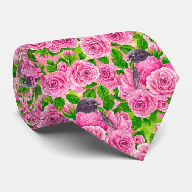Rosa Robin und Rose Krawatte (Gerollt)