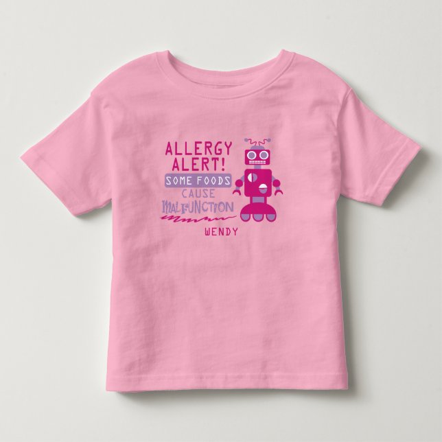 Rosa Robot Food Allergary Alert Shirt (Vorderseite)