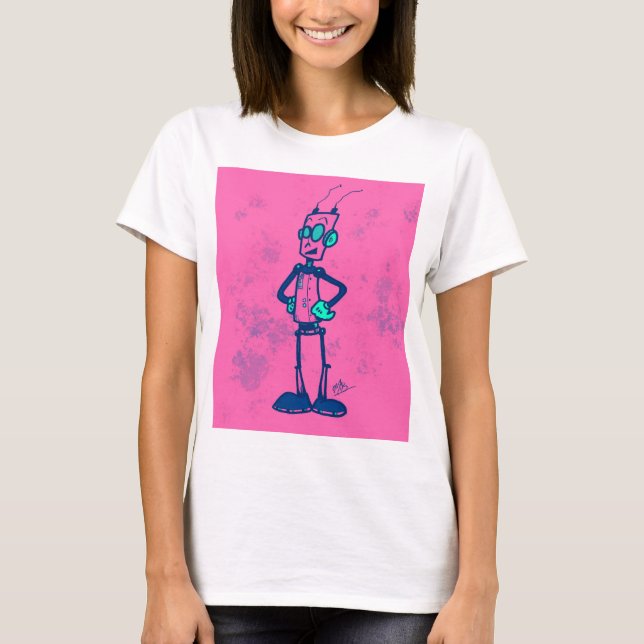 Rosa Robot T-Shirt (Vorderseite)