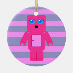 Rosa Roboter Keramikornament