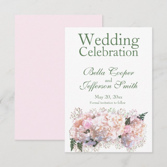 Rosa Röcke, rosa Hydrangeas Save The Date (Vorne/Hinten)