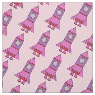 Rosa Rocket - Raum-Muster für Kinder Stoff