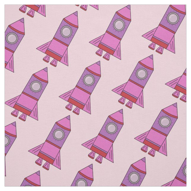 Rosa Rocket - Raum-Muster für Kinder Stoff (Muster)