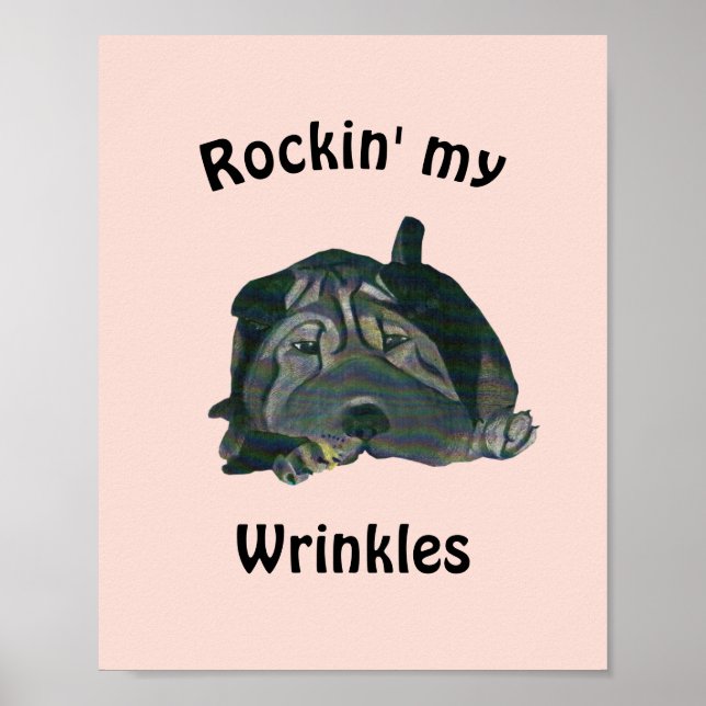 Rosa "Rockin" Meine Falten Schwarzes Sharpei Poste Poster (Vorne)