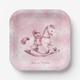 Rosa Rocking Horse Papierplatte Pappteller