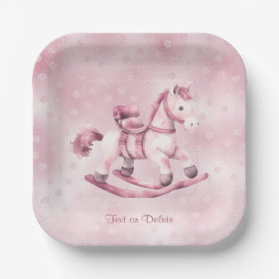 Rosa Rocking Horse Papierplatte Pappteller