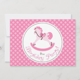 Rosa Rocking Pferd Geburtstag Einladung