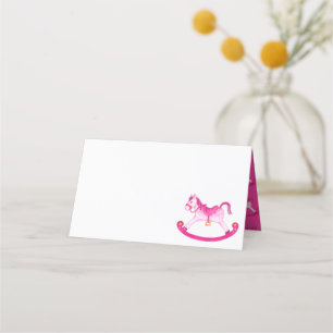 Rosa Rockpferd Aquarellkunst Platzkarte
