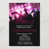 Rosa Rockstar-Bonbon 16 Geburtstags-Einladung
