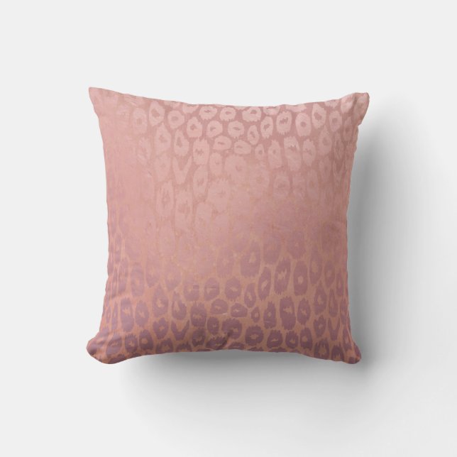Rosa Rode Golg Glitzer Leopard Textur Kissen (Vorderseite)