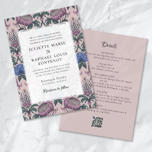Rosa Rokoko-Barock-Blumen-Hochzeit Alles in Einem Einladung