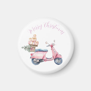 Rosa Roller Weihnachtseinkauf Magnet