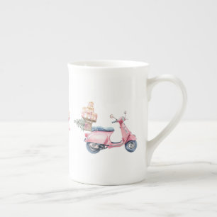 Rosa Roller Weihnachtseinkaufstrip Prozellantasse