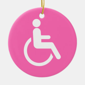 Rosa Rollstuhl – Bewusstsein für Barrierefreiheit Keramik Ornament