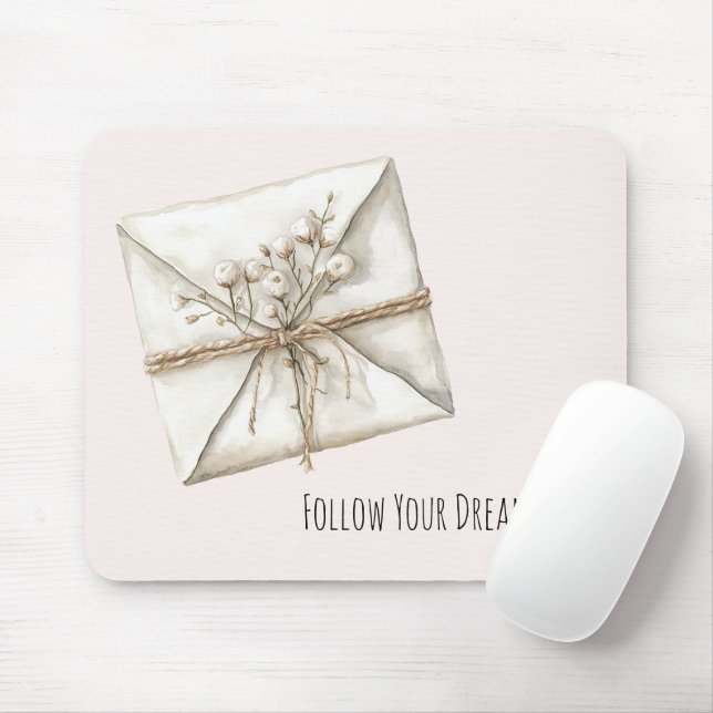 Rosa Romantische Blumen Umschlag Träume Mousepad (Mit Mouse)