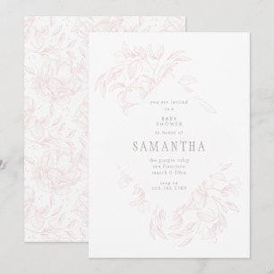 Rosa Romantische Blumendusche Einladung