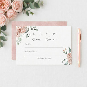 Rosa Romantische Hochzeit in Rosarot RSVP Karte