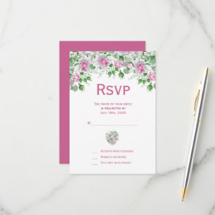 Rosa romantische Rose Hochzeit RSVP Karte