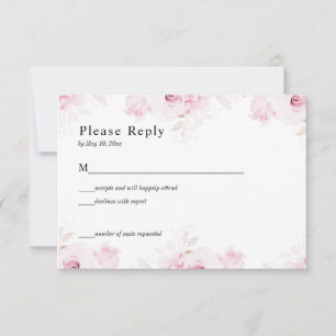 Rosa romantische Rosen Elegante weiße RSVP-Karte RSVP Karte
