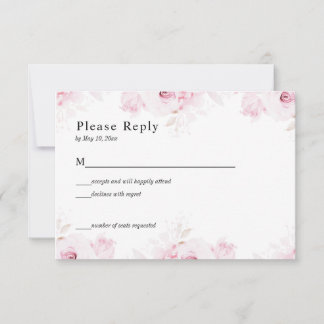 Rosa romantische Rosen Elegante weiße RSVP-Karte RSVP Karte