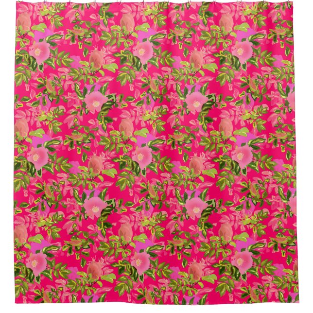 Rosa rosa angesagt, rosa wilde Rose angesagt Duschvorhang (Vorderseite)