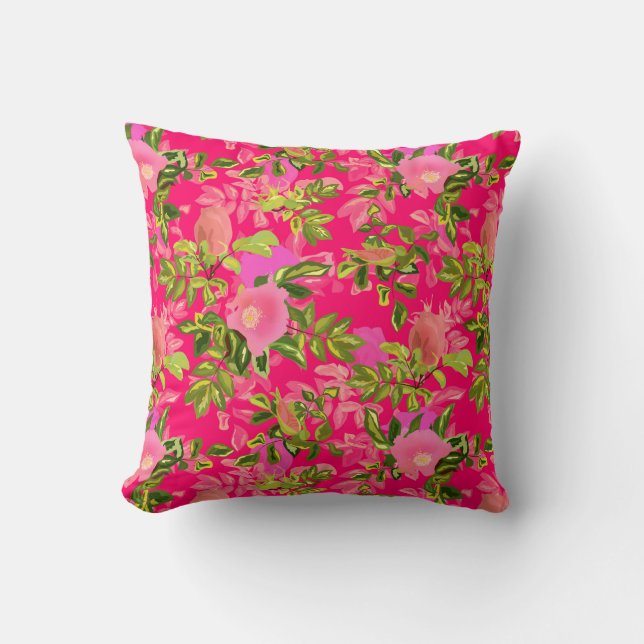 Rosa rosa angesagt, rosa wilde Rose angesagt Kissen (Vorderseite)
