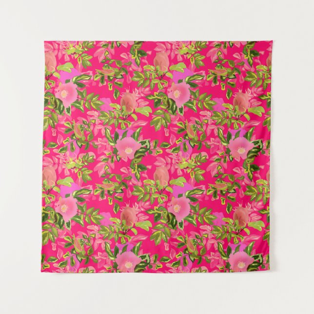 Rosa rosa angesagt, rosa wilde Rose angesagt Wandteppich (Vorderseite)