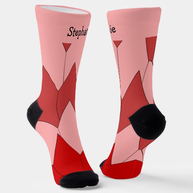 Rosa Rosa Art Deco Design Socken (Gewinkelt)