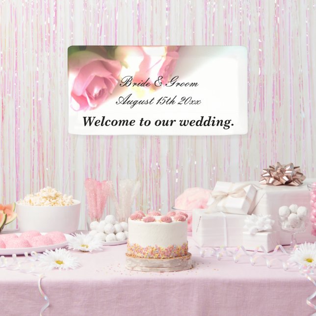 Rosa Rosa Bild Hochzeitsgrüße Begrüßungszeichen Banner (Party)