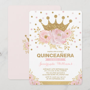 Rosa Rosa Bloral Crossina Quinceñera Einladung