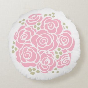 Rosa Rosa Blume Bouquet rund Kissen