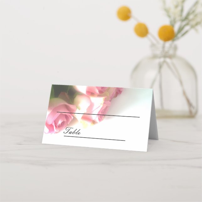 Rosa Rosa Blume Brauttisch Platzkarten (Vorderseite)