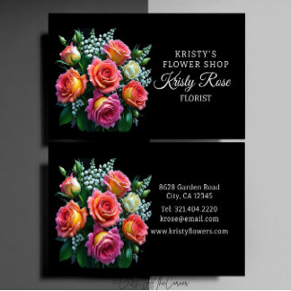 Rosa Rosa Blume Florist Visitenkarte