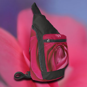 Rosa Rosa Blume, Monogramm, Beutel Crossbody Bag