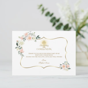 Rosa Rosa Blush Floral Gold Girl Dankeskarte