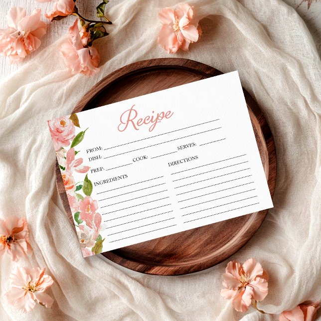 Rosa Rosa Blütenblume Brautparty Rezeptkarte Einladung (Von Creator hochgeladen)