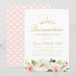 Rosa Rosa Blütenblüte Einladung Quinceanera