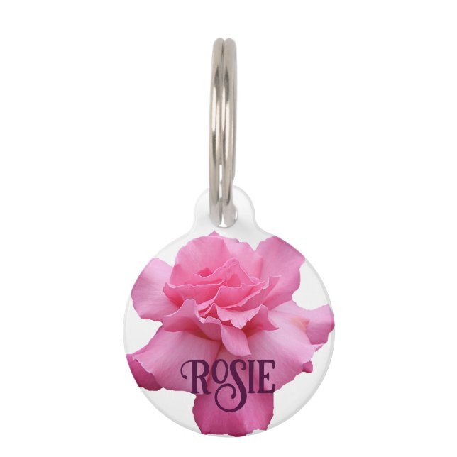 Rosa Rosa Blütenblüte Rosie Hund Katzenname Haustiermarke (Vorderseite)