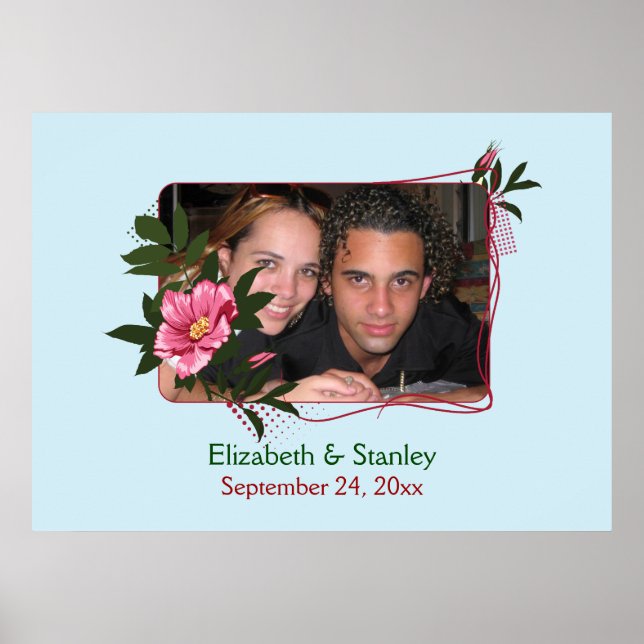 Rosa Rosa Blütenhochzeit Foto Poster (Vorne)