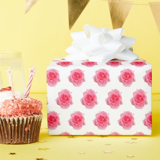 Rosa Rosa Blütenschlicht Geschenkpapier (Geburtstagsparty)