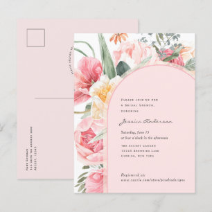 Rosa-Rosa-Boho-Blumenchic Girl Garden Bridal Einladungspostkarte