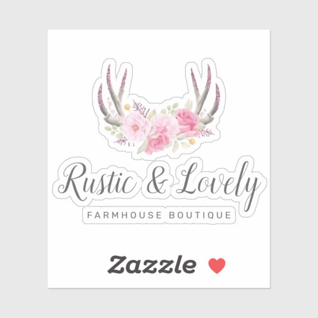 Rosa Rosa Boutique-Logo für Blumenschildkröten Aufkleber (Blatt)