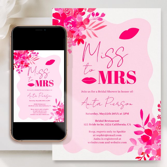 Rosa rosa Brautparty Einladung (Von Creator hochgeladen)